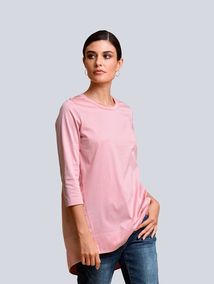 Alba Moda Shirt im Material-Mix mit mercerisierter Baumwolle, Rosé