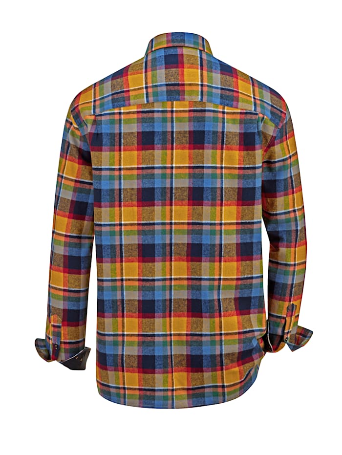 Flanelová košile s celoplošným káro vzorem z barvených vláken