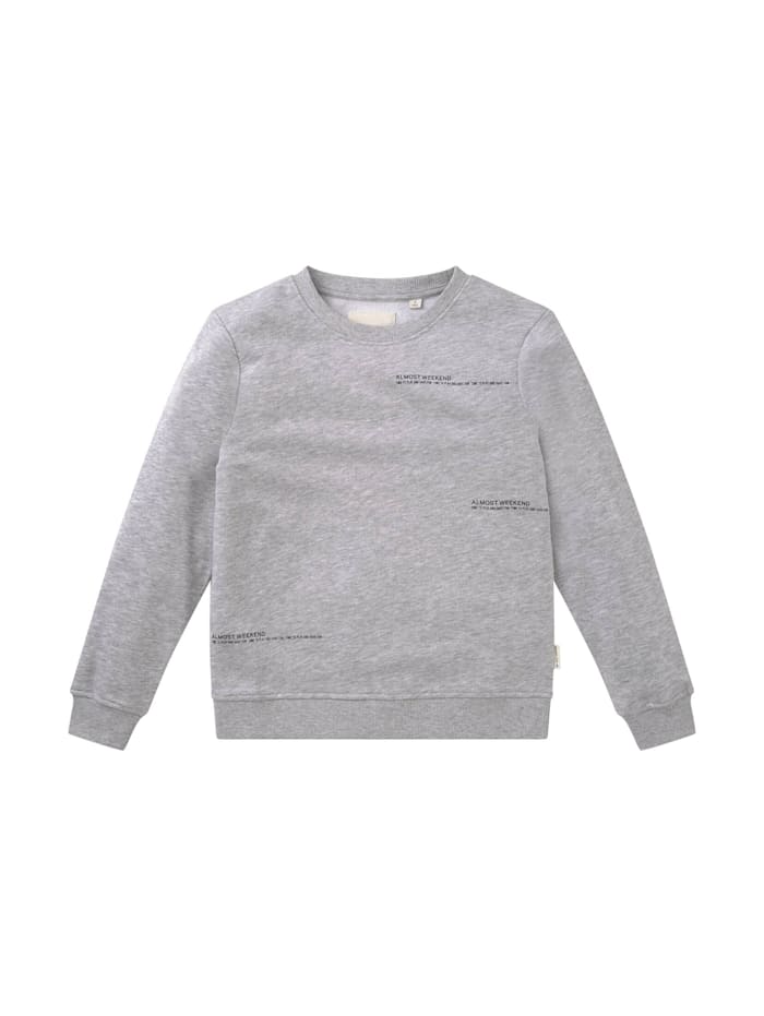 Tom Tailor Sweatshirt mit Schriftzug, Light Stone Grey Melange