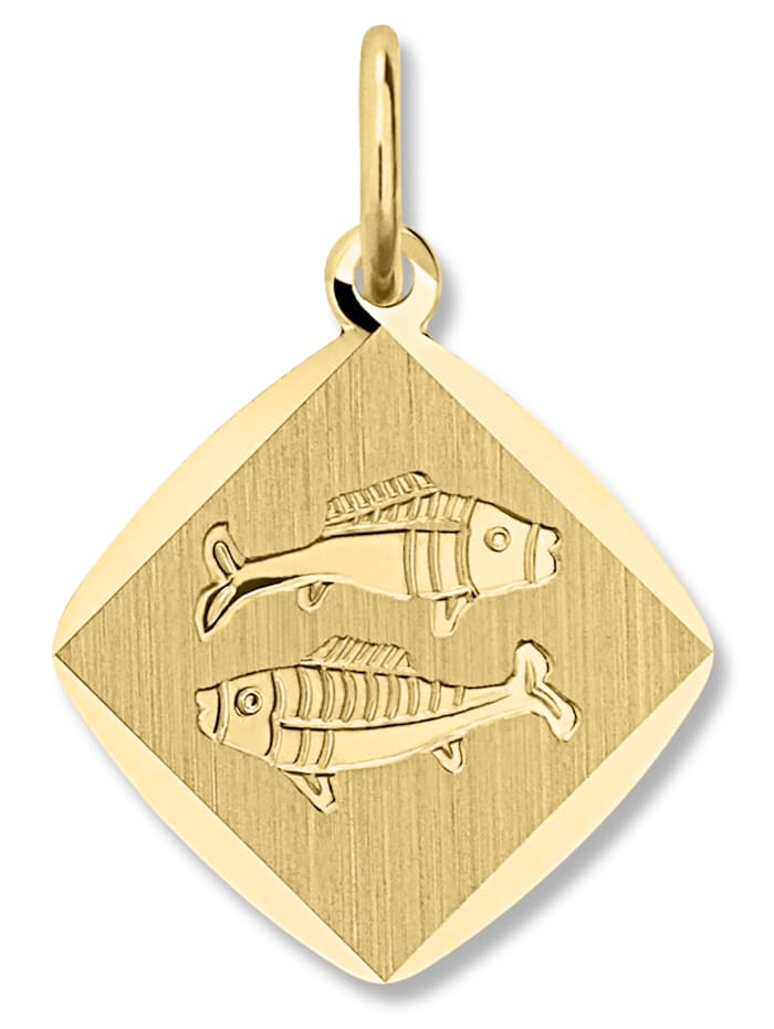 One Element Sternzeichen Anhänger Fische aus 333 Gelbgold, gold