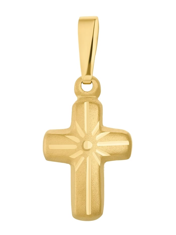 amor Motivanhänger für Damen und Herren, Unisex, Gold 375 | Kreuz, Gold