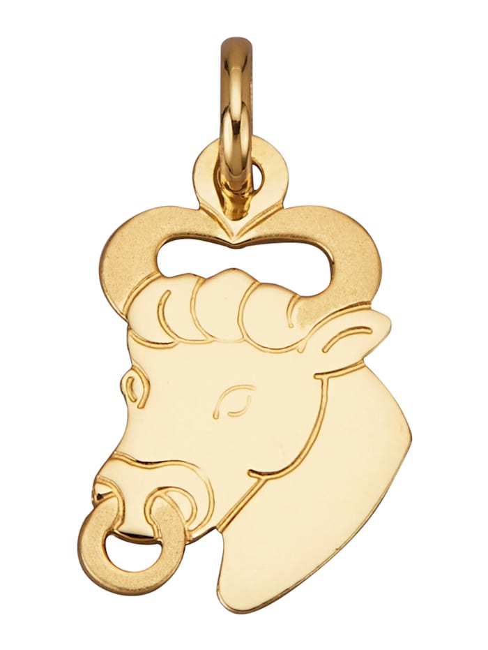 Amara Or Pendentif avec signe du zodiaque "Taureau" en or jaune 750, Coloris or jaune