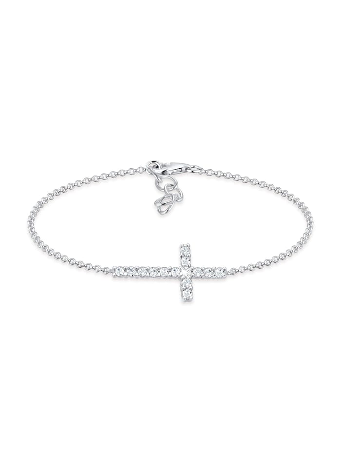 Elli Armband Kreuz Glaube Kristalle Elegant 925 Sterling Silber, Silber