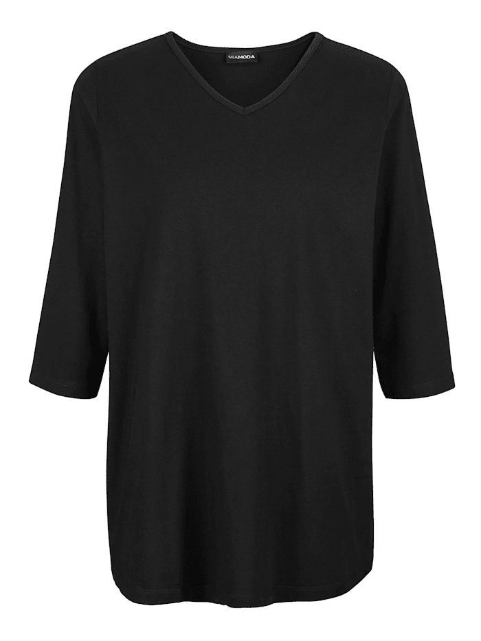 MIAMODA Tričko s predlžujúcim V-výstrihom, Čierna