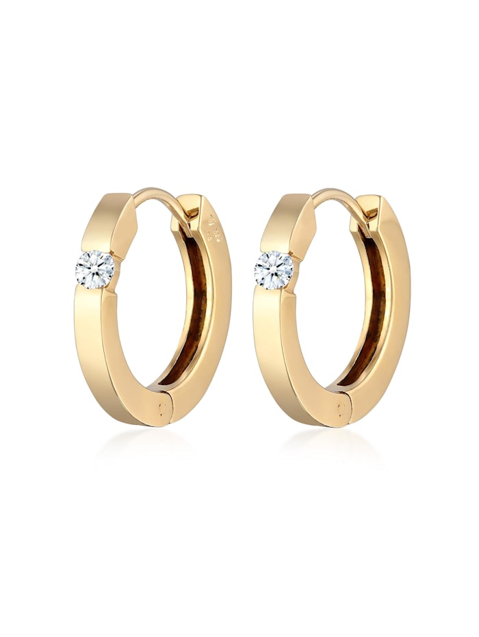 Elli DIAMONDS Ohrringe Creolen Diamant (0.22 Ct.) Eleganz 925 Silber, Gold