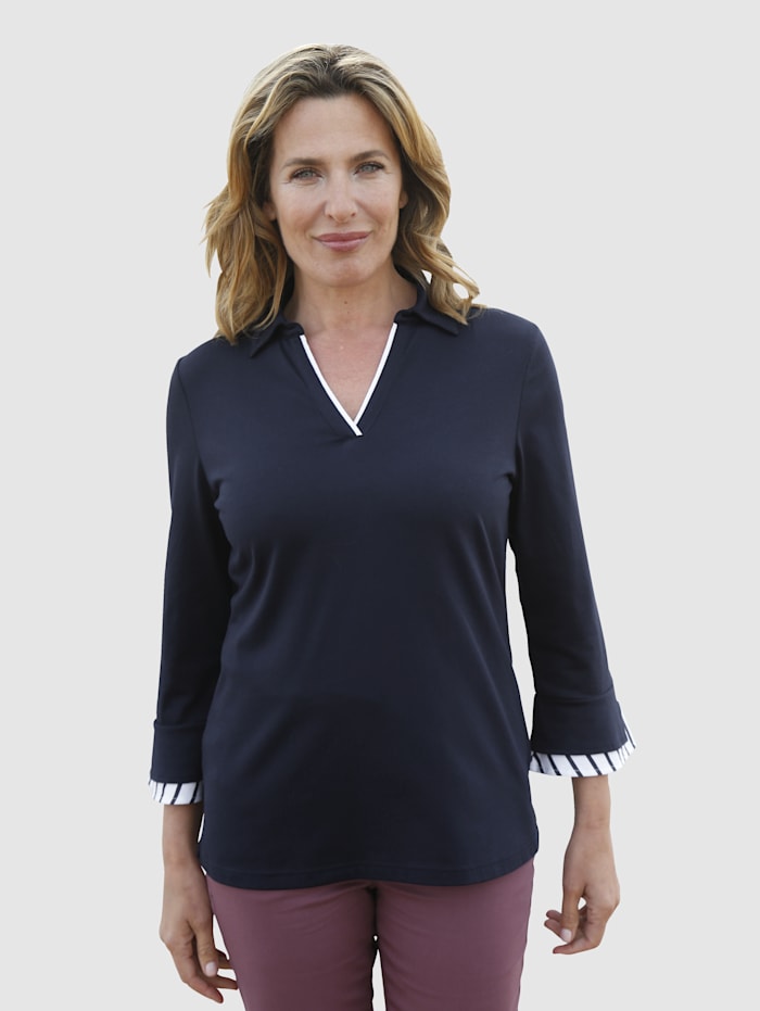 Paola Poloshirt mit Kontrastdetails, Marineblau