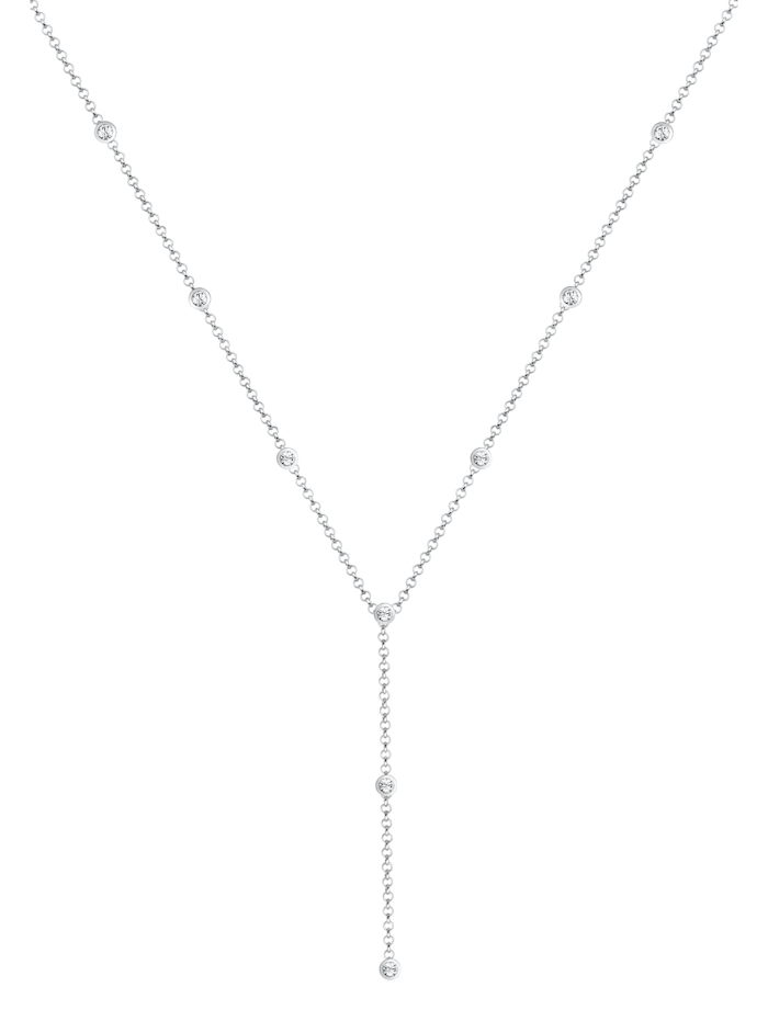 Halskette Y-Kette Kreis Geo Kristalle 925 Silber