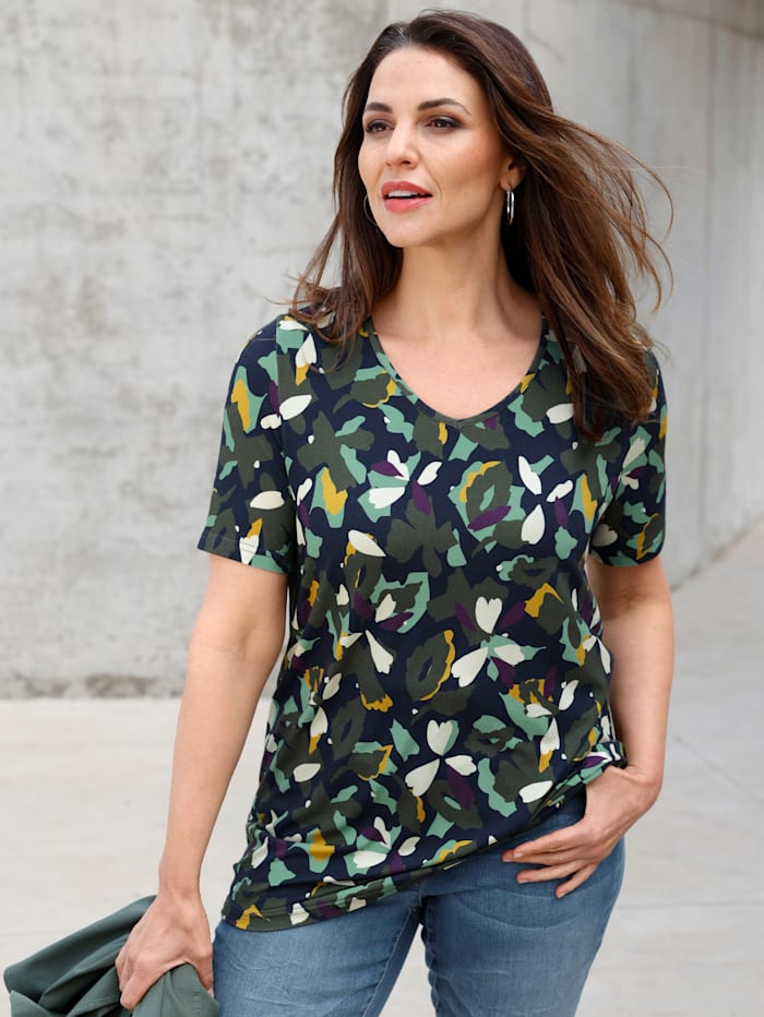 MIAMODA T-shirt à imprimé floral, Vert