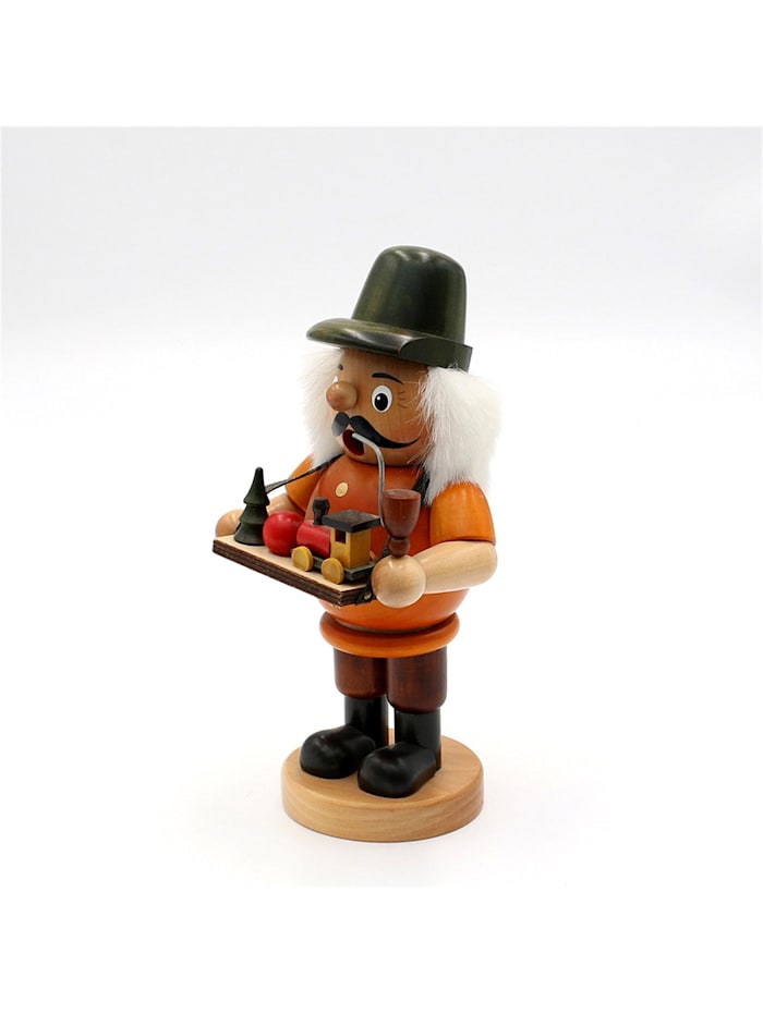 Holz Räucherfigur mit Bauchladen Spielzeughändler