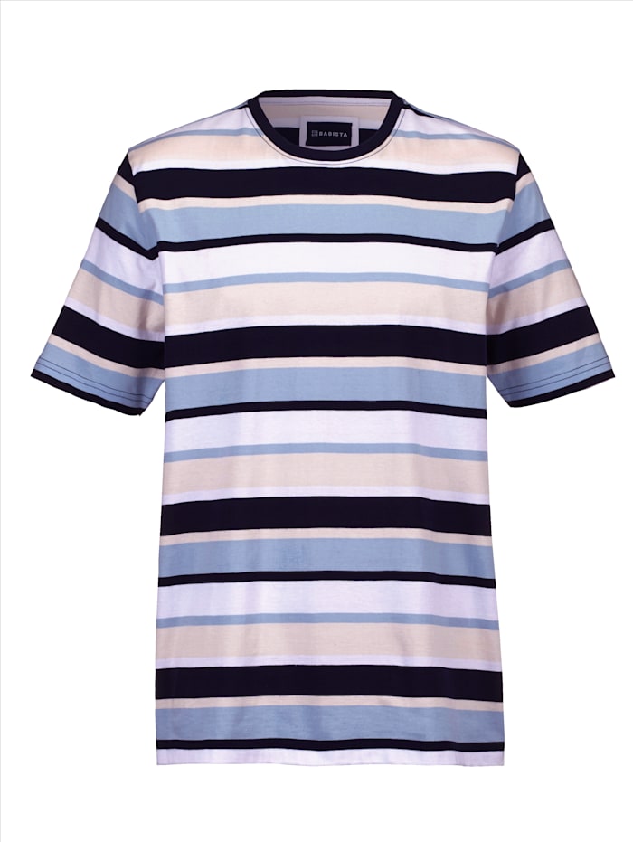 BABISTA T-shirt à motif rayé tissé-teint, Bleu/Rose