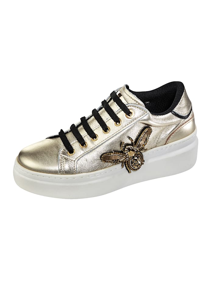 Studio W Sneakers à plateau avec motif d'abeille réalisé à partir de pierres fantaisie, Champagne