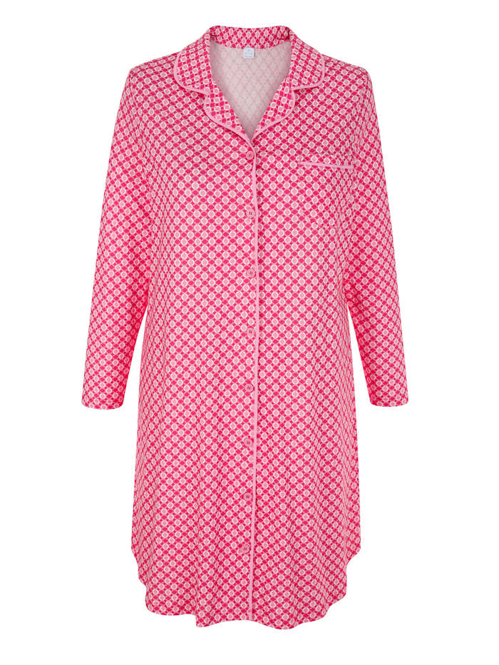 TruYou Nachthemd mit Kontrastpaspelierungen, Pink/Hellrosa