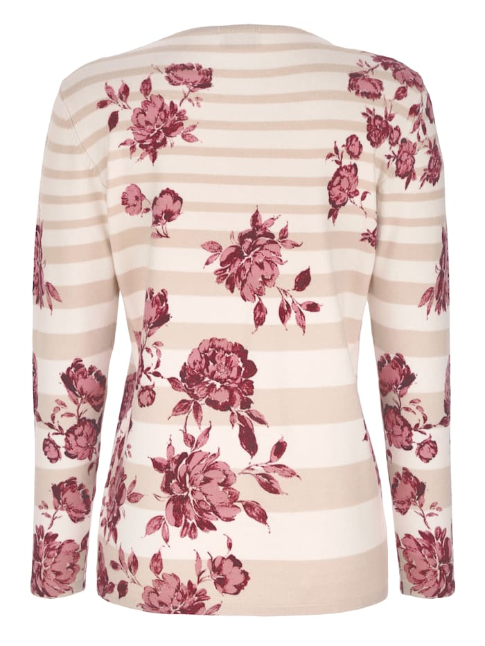 Pullover mit Streifen und Blütendruck