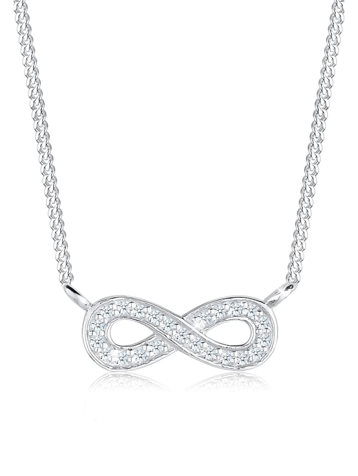 Elli DIAMONDS Halskette Infinity Unendlich Diamant (0.115 Ct.) Silber, Weiß