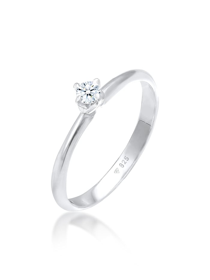 DIAMONDS Ring Ring Solitär Diamant (0.11 Ct.) Klassik 925 Silber, Silber