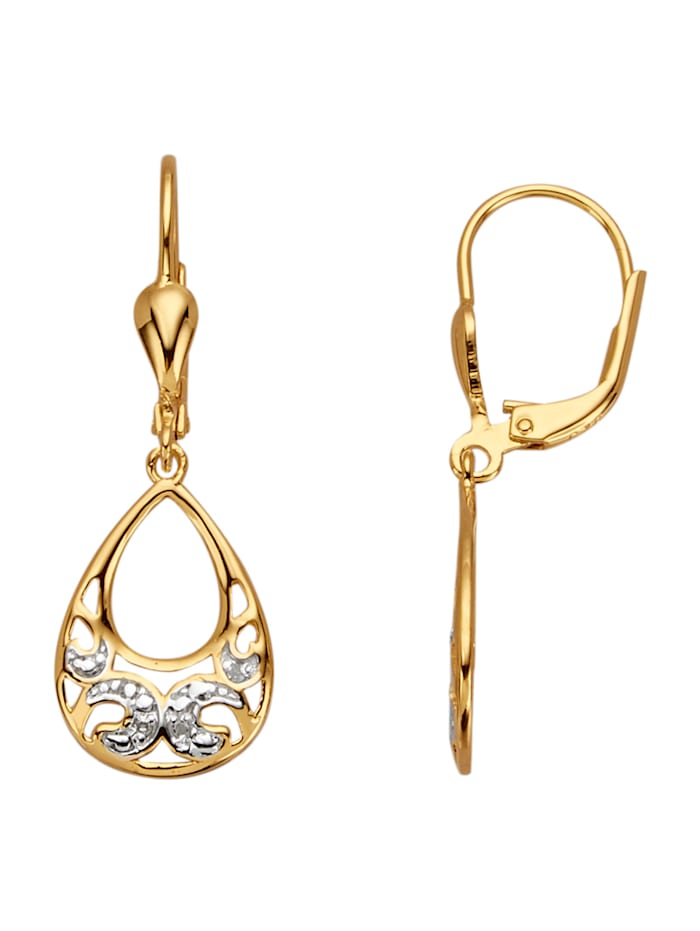 Ohrringe mit Diamanten in Silber 925, Gelbgoldfarben