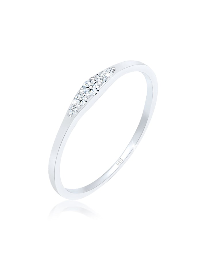 Elli DIAMONDS Ring Verlobungsring Diamant (0.07 Ct) Bridal 925 Silber, Silber