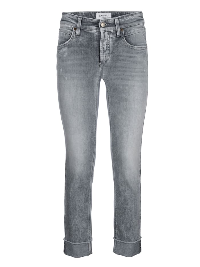 CAMBIO Jeans mit leichter Waschung, Grau