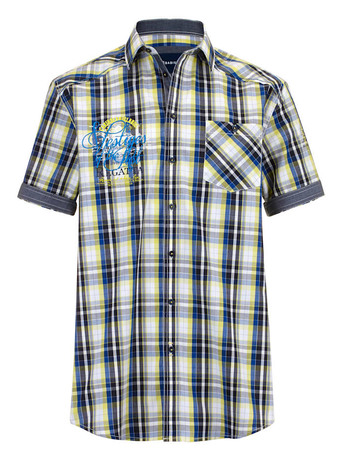 BABISTA Overhemd met omslagmanchetten, Marine/Limoengroen