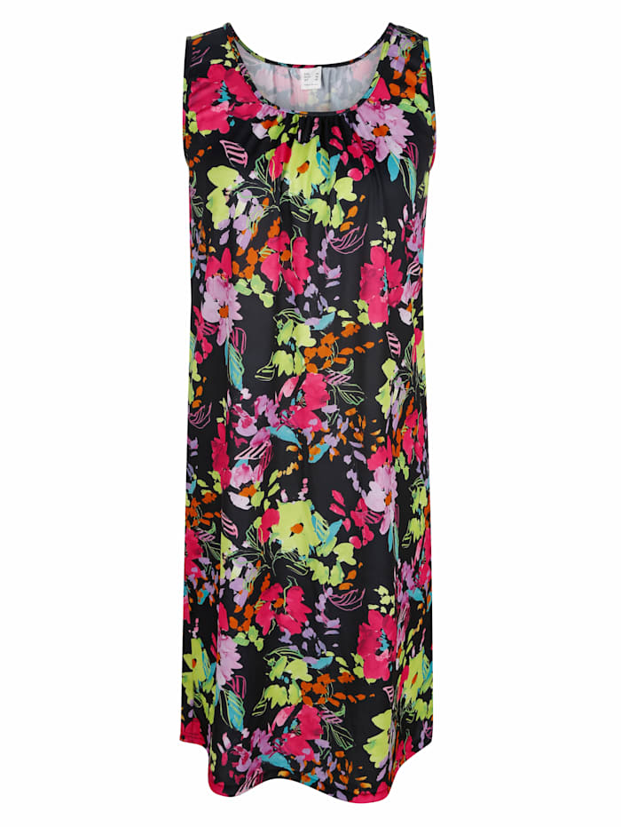 Schwab Bademoden Strandkleid im klassischen Blütendruck, Schwarz/Pink