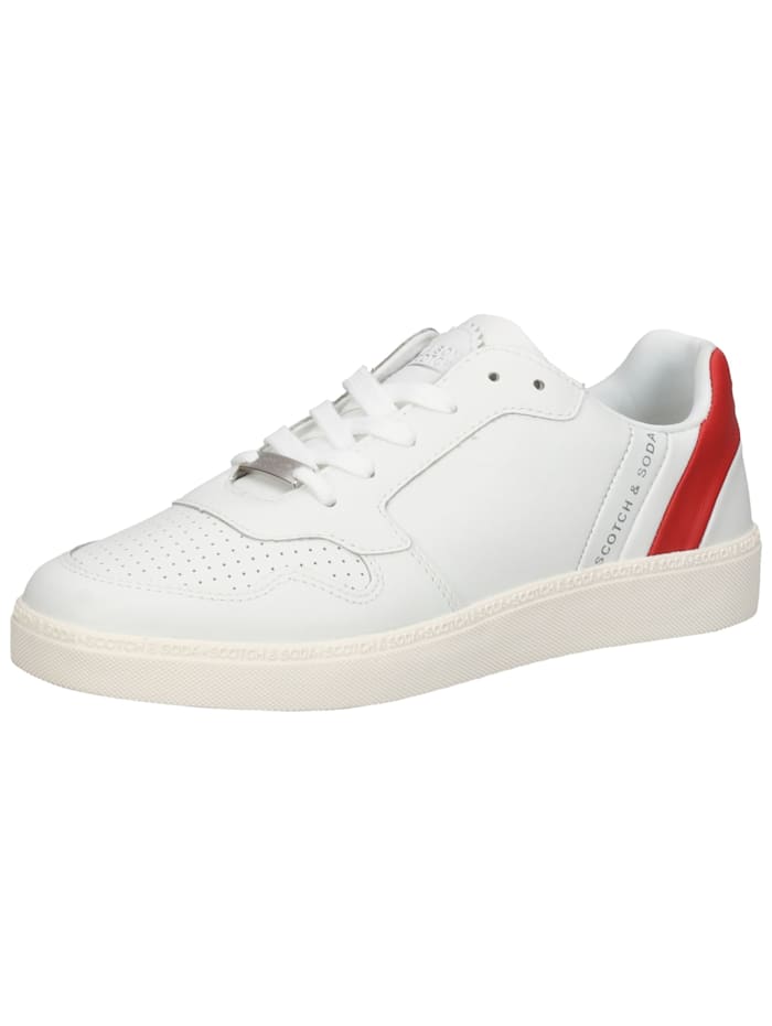 SCOTCH & SODA Leder Sneaker, Weiß/Rot
