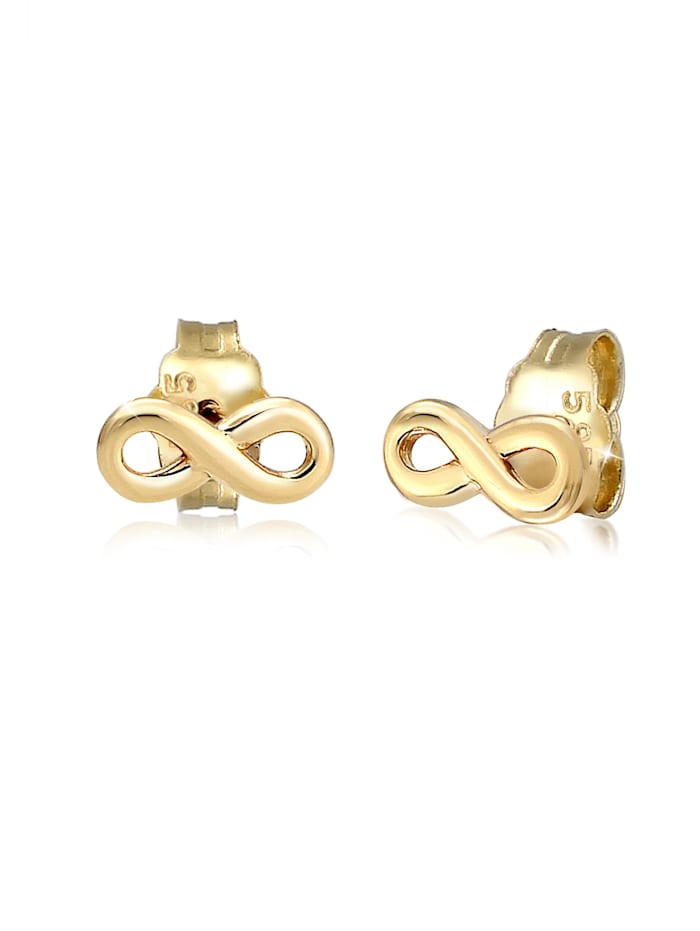 Elli Premium Ohrringe Stecker Infinity Symbol Unendlichkeit 585 Gelbgold, Gold