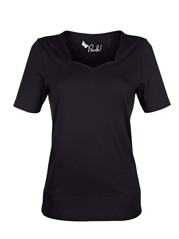 Paola Shirt mit schönem Ausschnitt, Schwarz