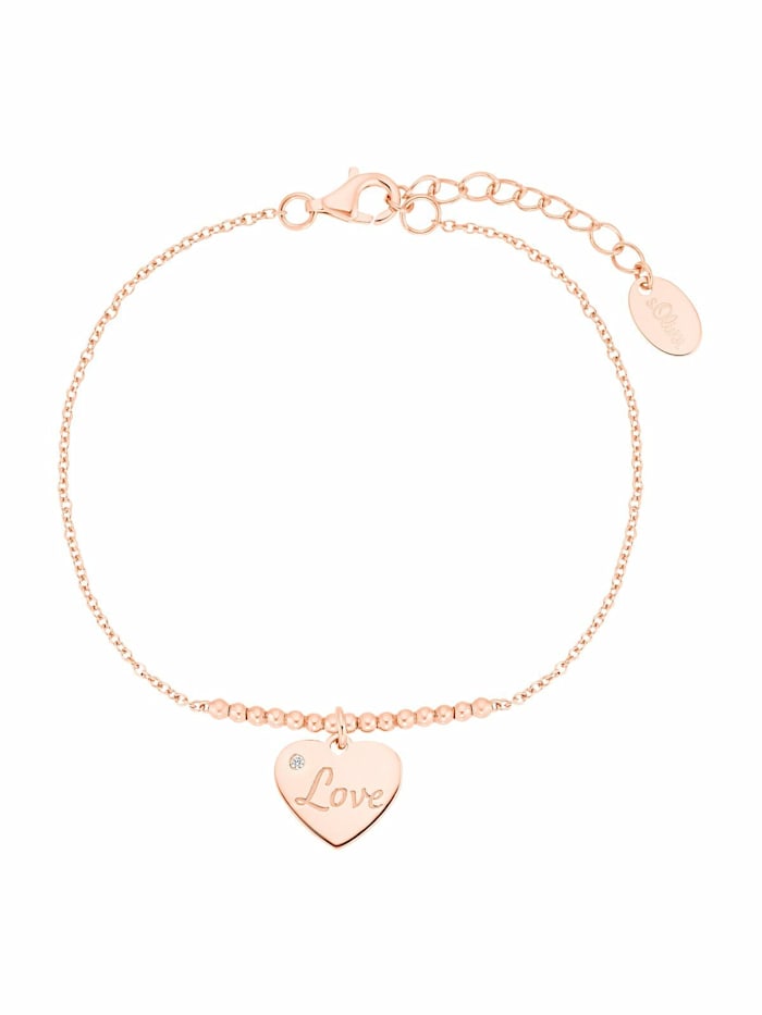 s.Oliver Armband Armband für Damen, 925 Sterling Silber rosévergoldet | "Love", Roségold