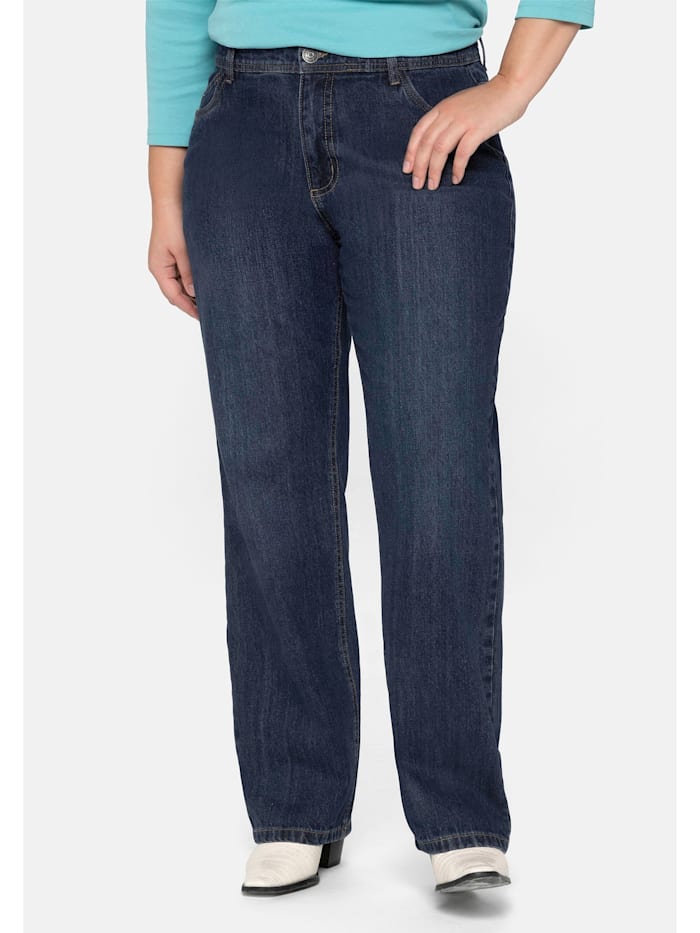 Sheego Jeans aus reiner Baumwolle, in 5-Pocket-Form, dark blue Denim