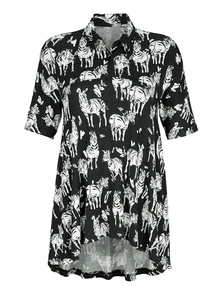 Alba Moda Shirt in angesagtem Animalprint, Schwarz/Off-white