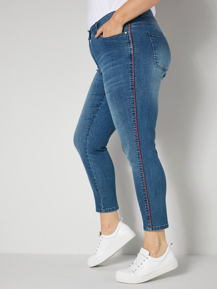 Jeans med trendy galonstriper