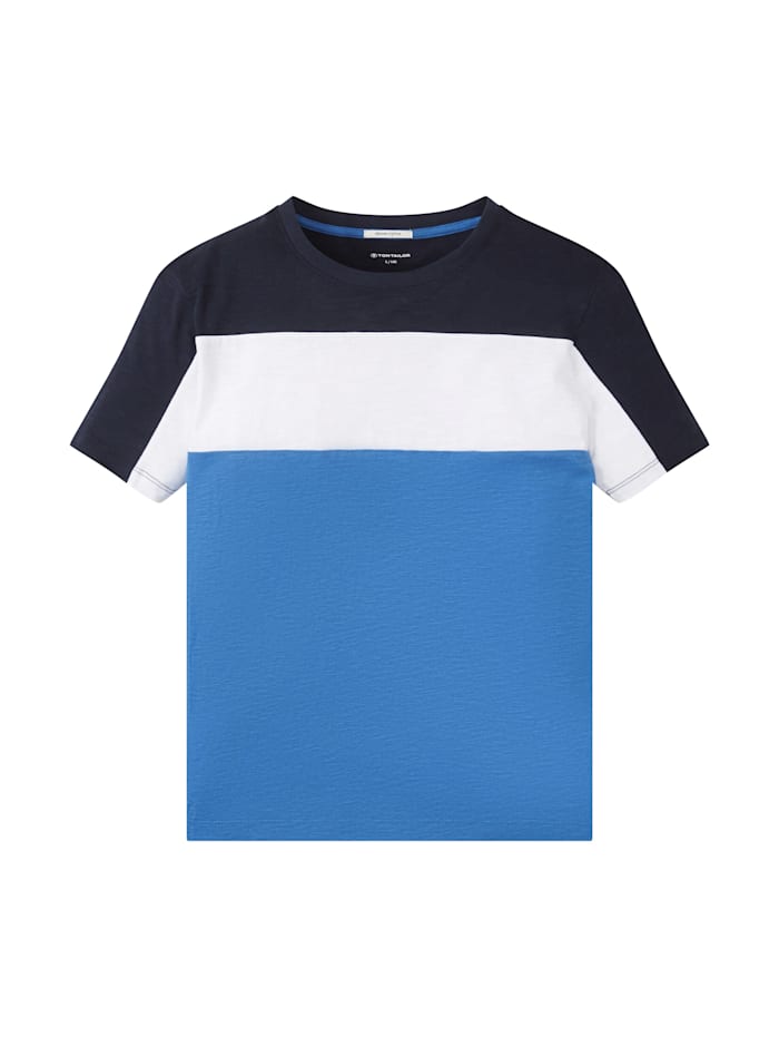 Tom Tailor T-Shirt aus Bio-Baumwolle mit Color Blocking, Toronto Blue
