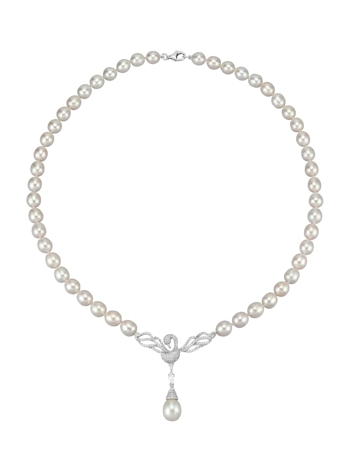 Amara Perles Collier en argent 925, à perles de culture d'eau douce, Blanc