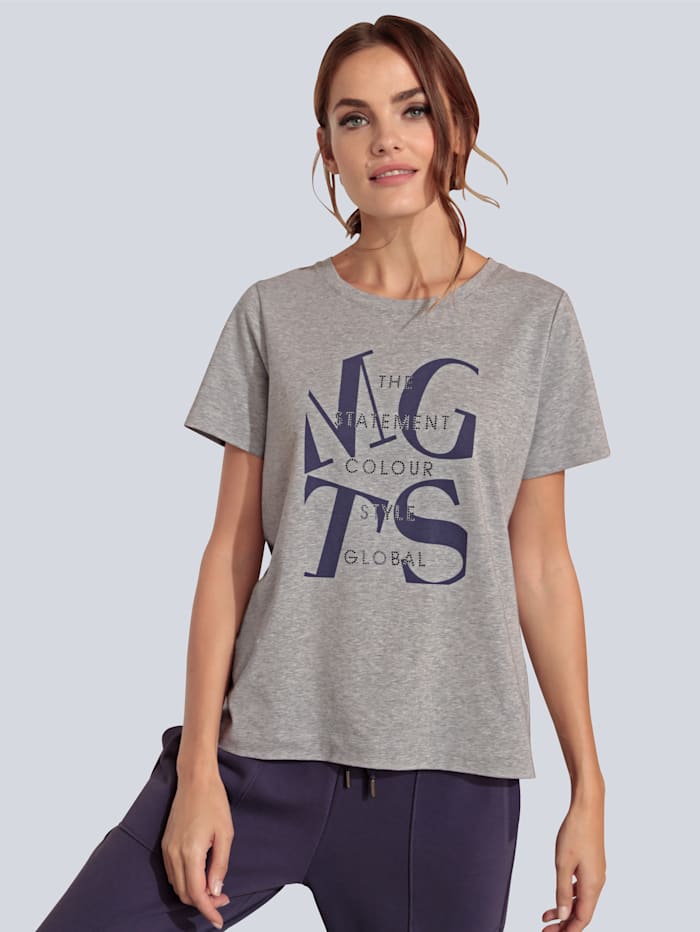 MARGITTES T-Shirt mit Wording-Print, Silbergrau