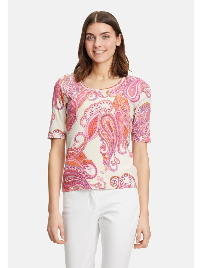 Betty Barclay Basic Shirt mit Rippenstruktur, Beige-Rosé