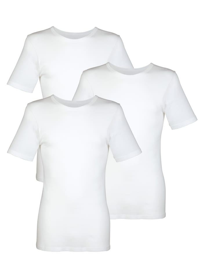 HERMKO Unterhemden im 3er-Pack mit Halbarm, 3x Weiß