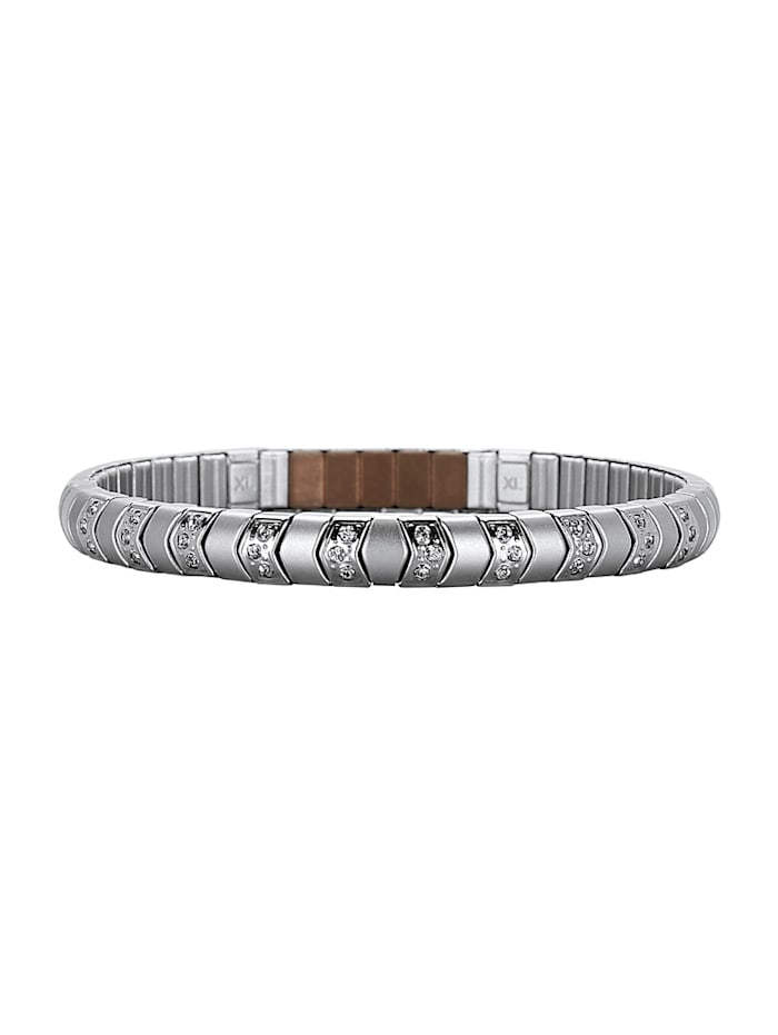 Magnetic Balance Edelstahl-Armband mit Kristallen, Silberfarben