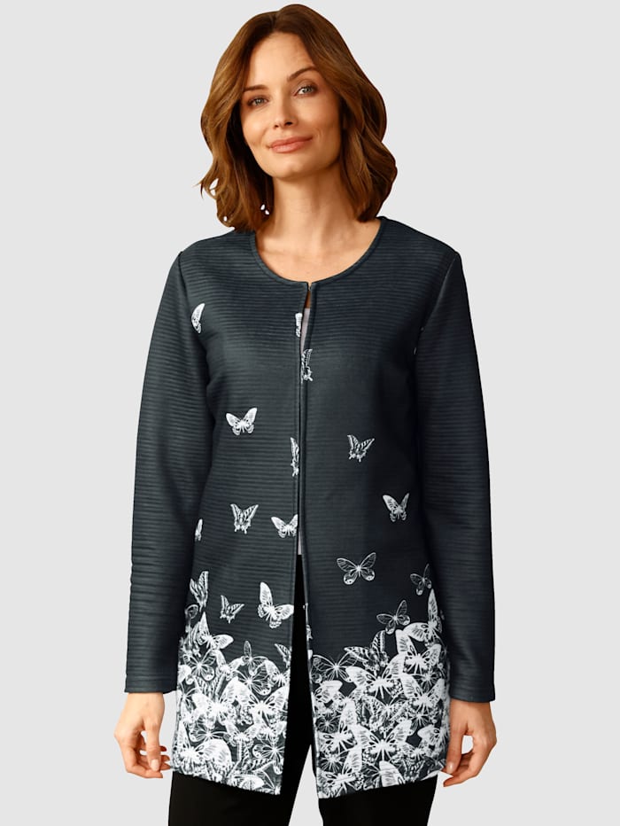 Paola Shirtjacke mit Schmetterlingsdruck, Schwarz/Weiß