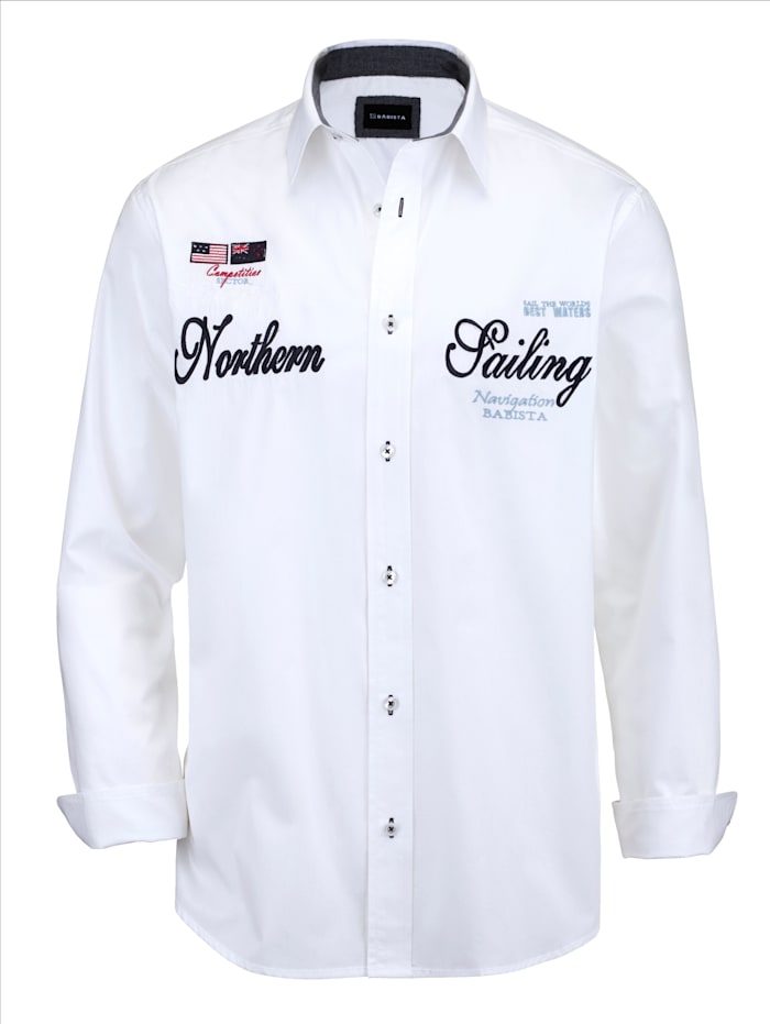 BABISTA Overhemd met maritiem borduursel, Wit