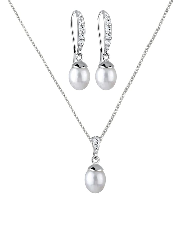 Schmuckset Elegant Perle Kristall 925 Silber