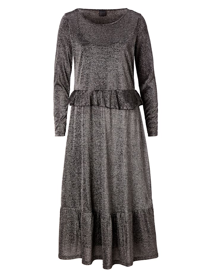REKEN MAAR Jerseykleid mit Lurex, Schwarz/Silberfarben