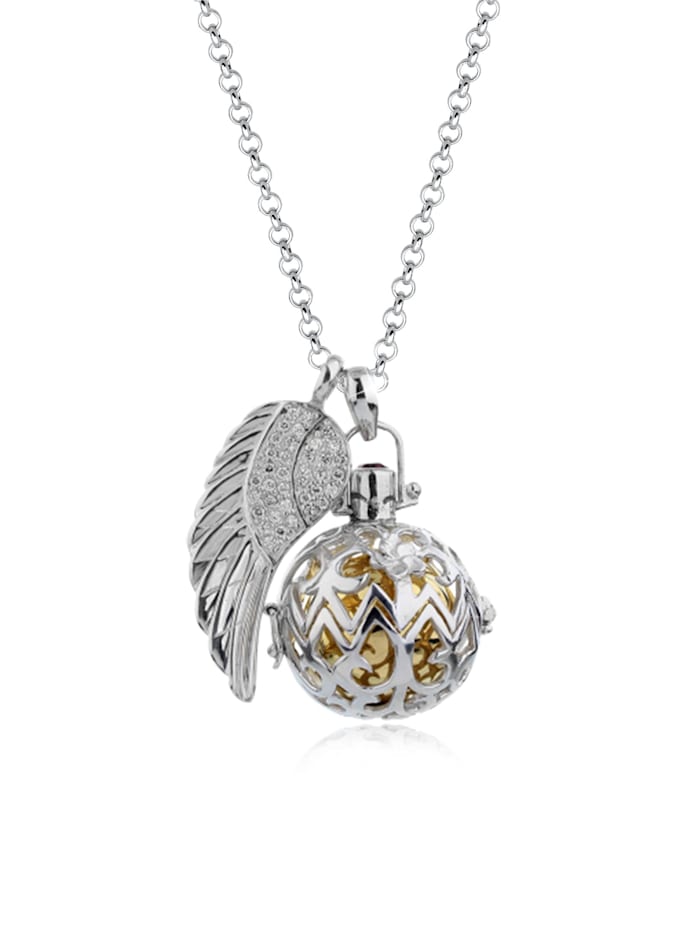 Nenalina Halskette Flügel Ornament Engelsflüsterer (25 Mm) 925 Silber, Silber
