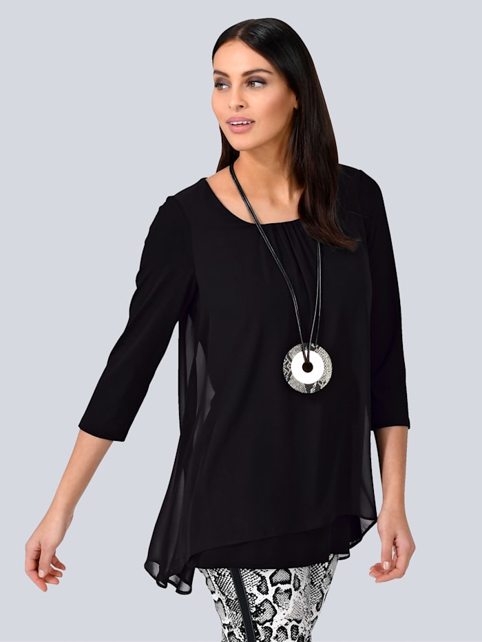 Alba Moda Tričko v modernom vrstvenom vzhľade, Čierna