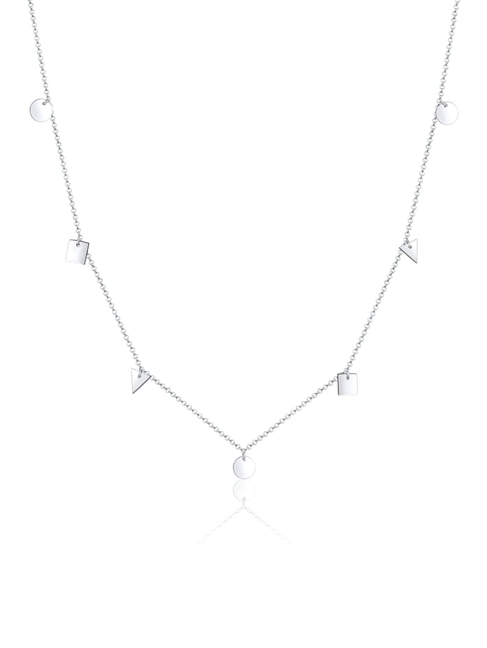 Elli Halskette Dreieck Viereck Kreis Geo Erbskette 925 Silber, Silber