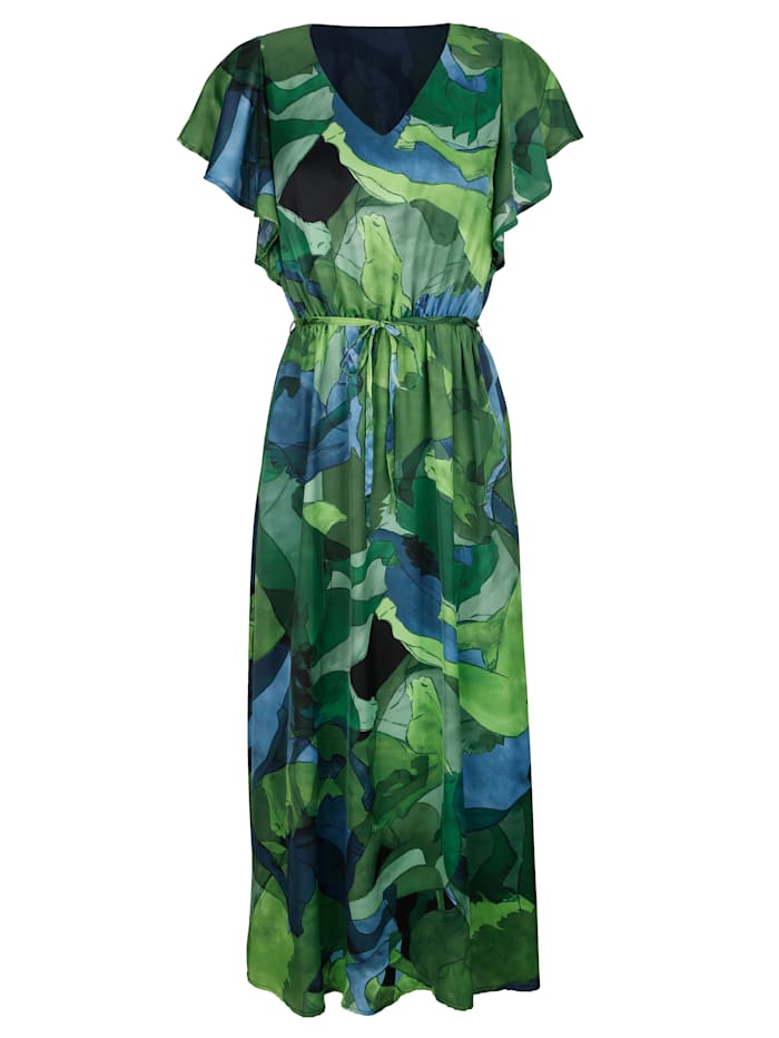 Alba Moda Kleid mit grafischem Dessin, Grün/Blau