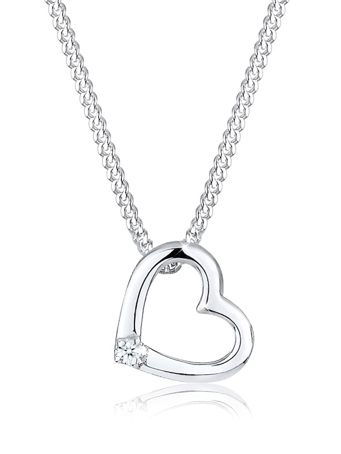 Elli DIAMONDS Halskette Herz Liebe Diamant (0.015 Ct.) 925 Silber, Silber