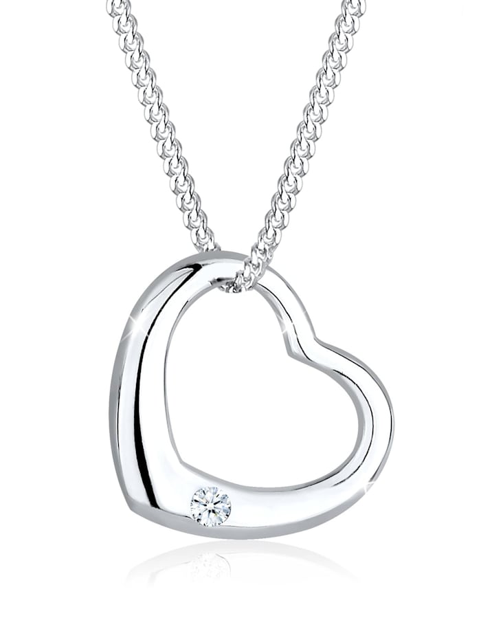 Elli DIAMONDS Halskette Herz Liebe Diamant (0.03 Ct.) 925 Silber, Weiß