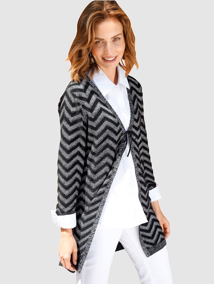 Paola Vest met zigzagpatroon, Zwart/Zilverkleur