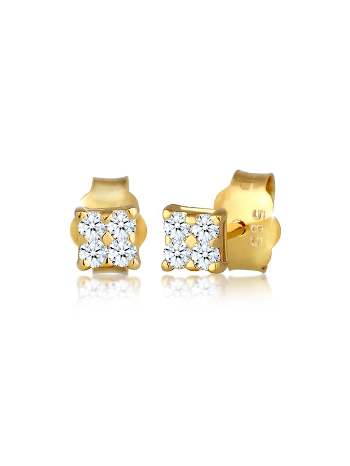Elli DIAMONDS Ohrringe Klassisch Elegant Diamant (0.12 Ct.) 585 Gelbgold, Weiß