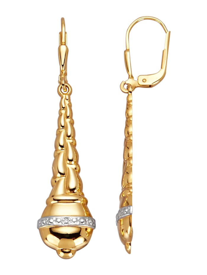 Ohrringe mit Diamanten in Gelbgold 375, Bicolor